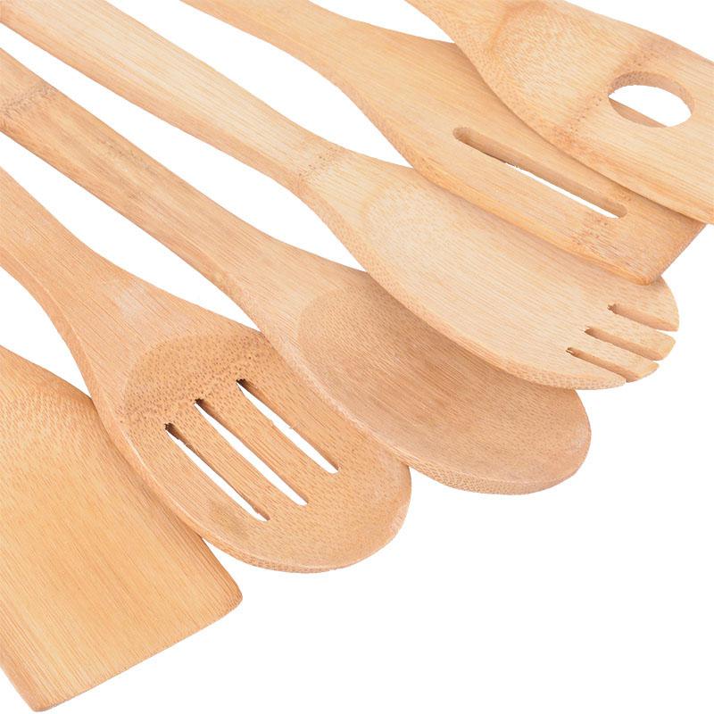 6 Cái/lốc Phụ Kiện Nhà Bếp Di Động Cookwear Tre Gỗ Dụng Cụ Nấu Ăn Nhà Bếp Muỗng Thìa Đũa Trộn Gỗ Dụng Cụ #15