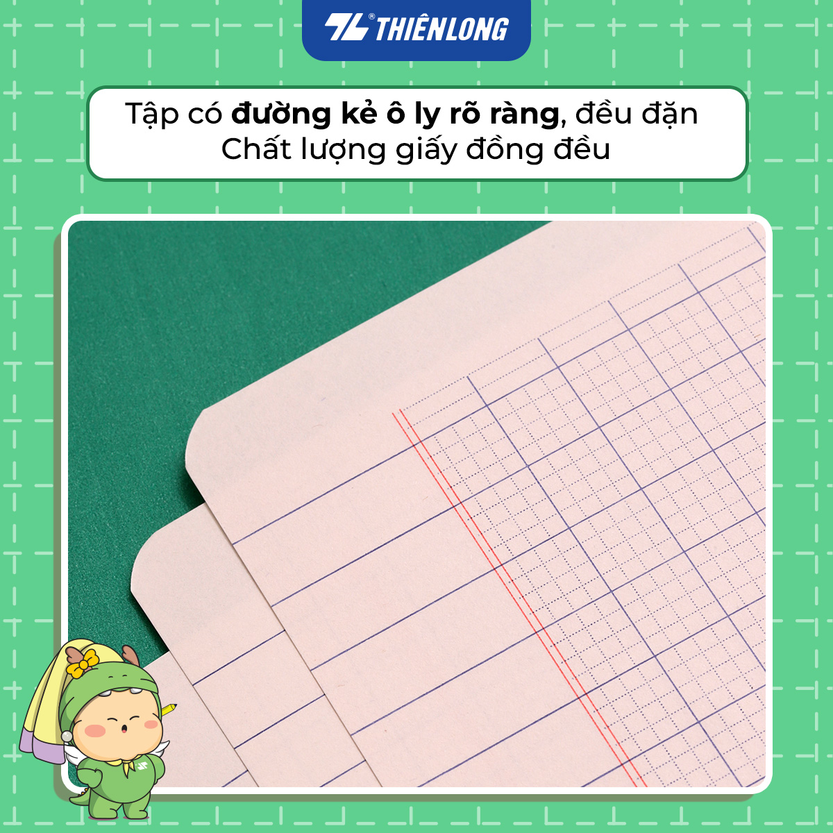 [TẶNG 01 CUỐN] Combo 5 Tập học sinh 80 trang 4 ô ly vuông 2.5mm 100gsm NB-123 Thiên Long - Mẫu ngẫu nhiên