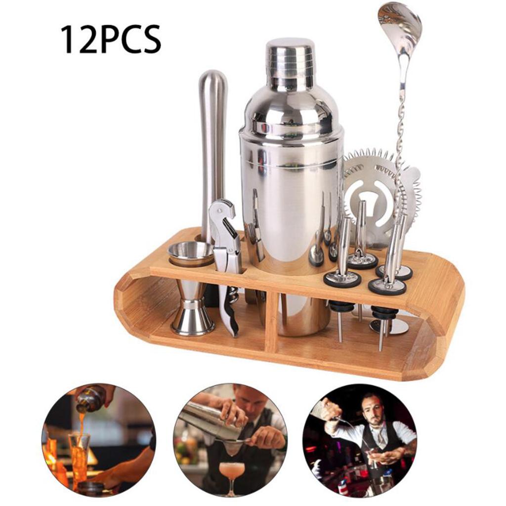 Bartender Kit Cocktail Shaker Bar Set,12-in-1 Stainless Steel Utensils Tools