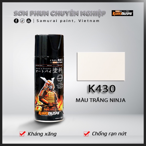 Sơn Samurai - Màu trắng ninja K430 (400 ml)