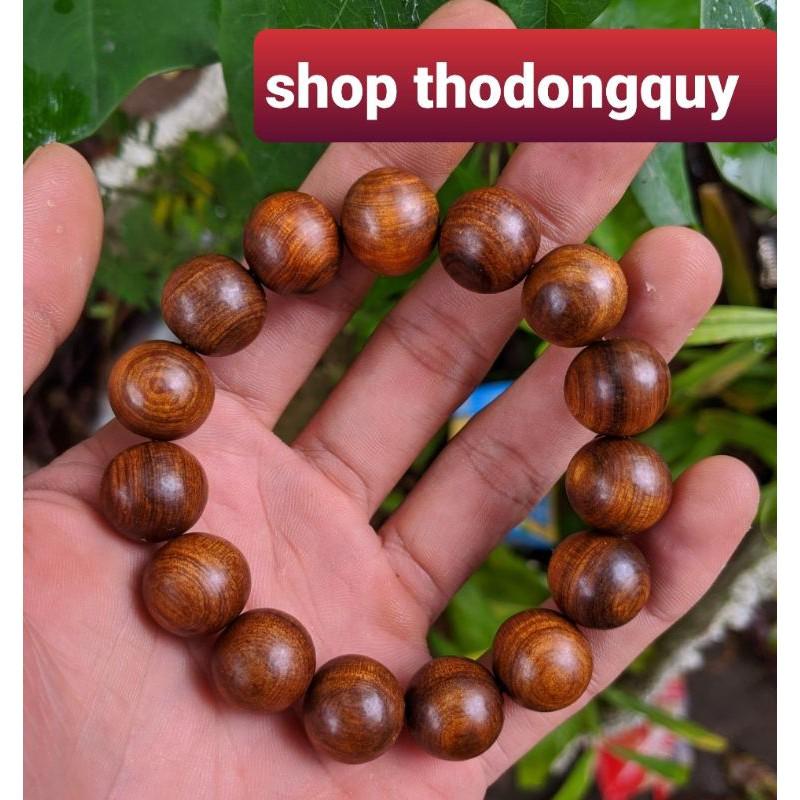 Vòng tay nam hạt 14 ly gỗ thơm BÁCH - XANH màu tự nhiên