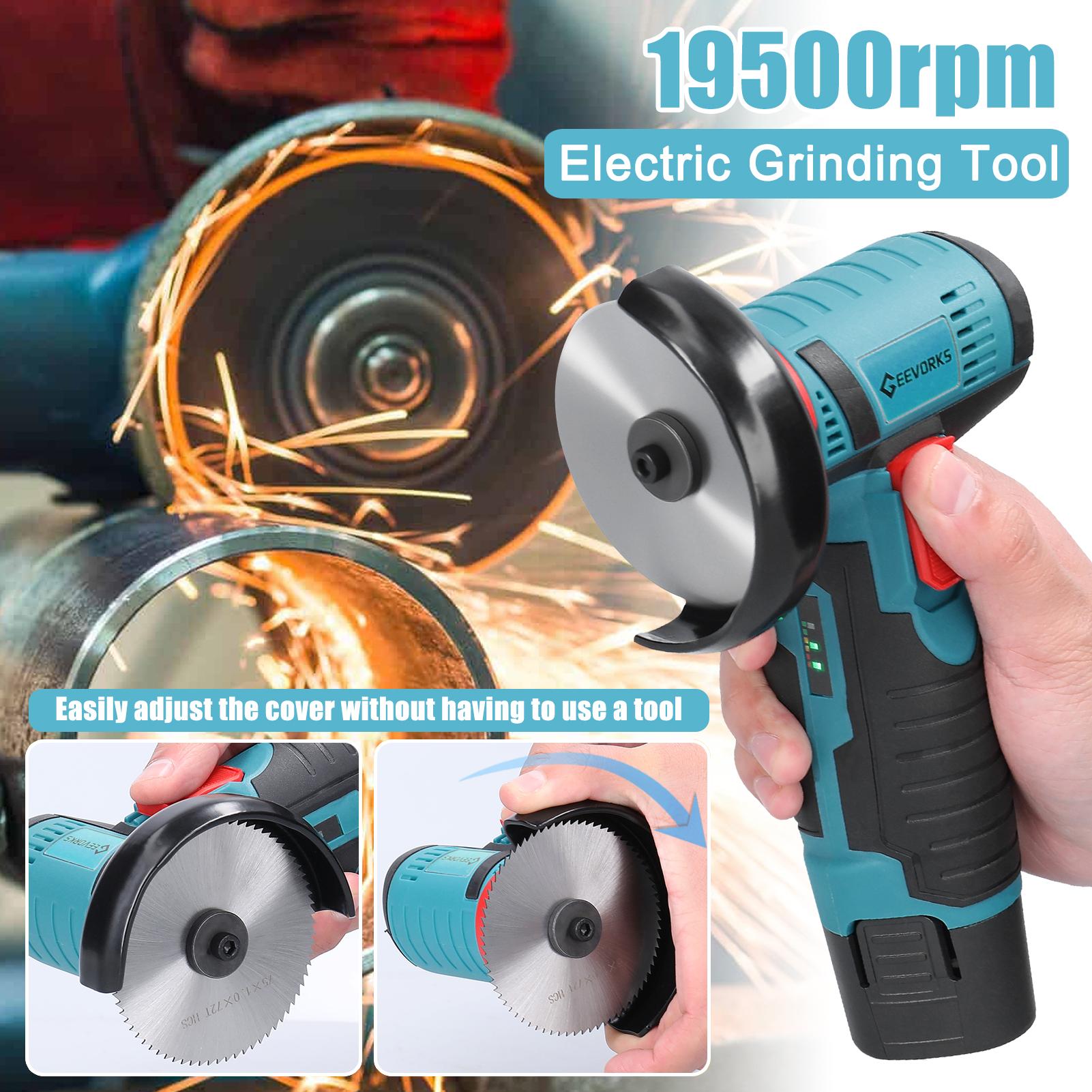 12 V 19500rpm Electric Grinding Tool Multifunctional Angle Grinder Handheld Cutter for Cutting Polishing Ceramic Tile Wood Stone Steel