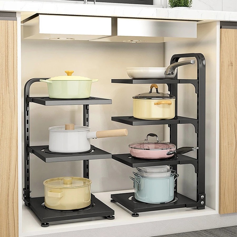 Kệ Để Xoong Nồi Đa Năng 3 4 Tầng Tiết Kiệm Không Gian Chất Liệu Thép Carbon Bền Đẹp