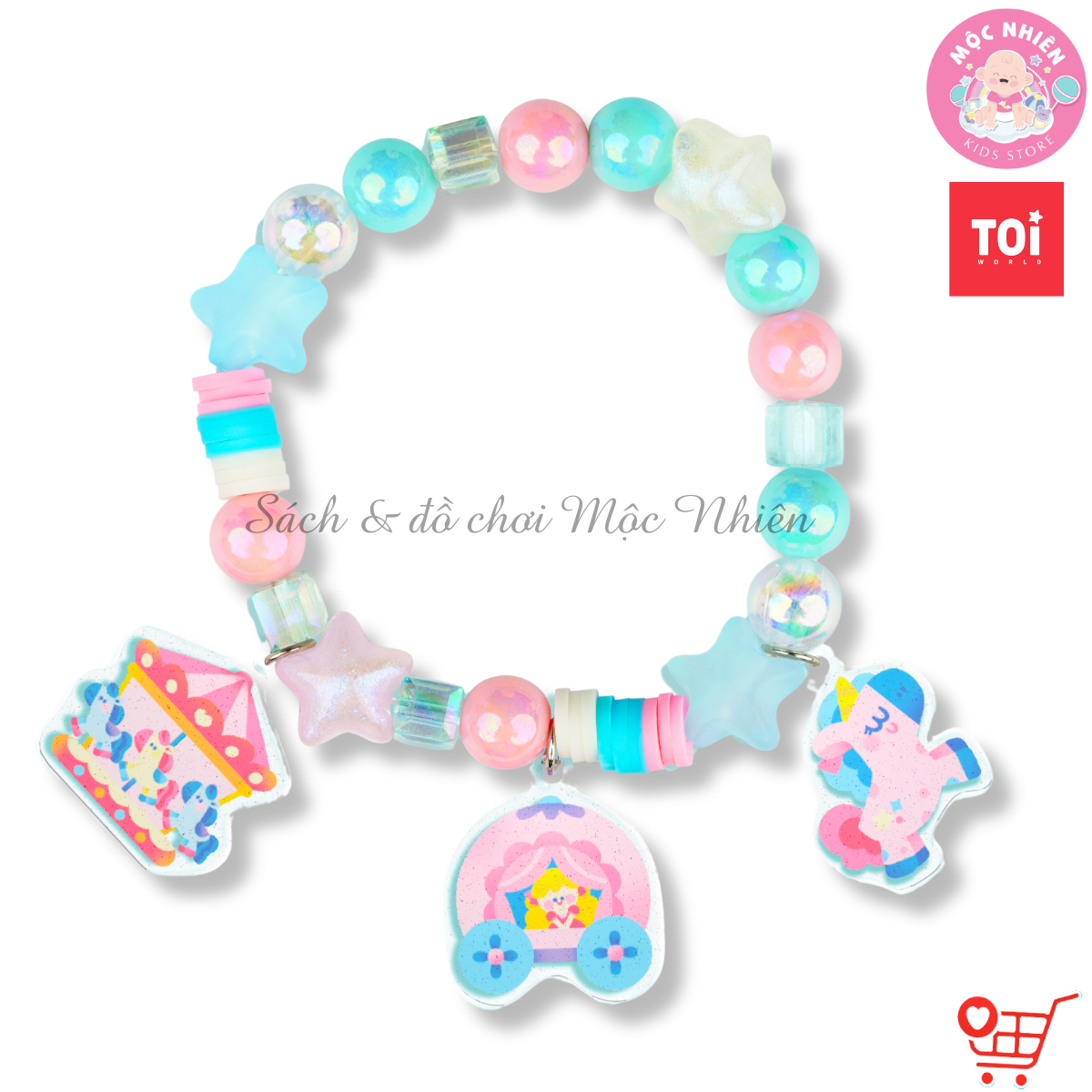 Đồ chơi vòng tay charm chính hãng TOI - Vòng tay thủ công cho bé gái DIY 3 chủ đề bé tự xỏ dây luồn hạt