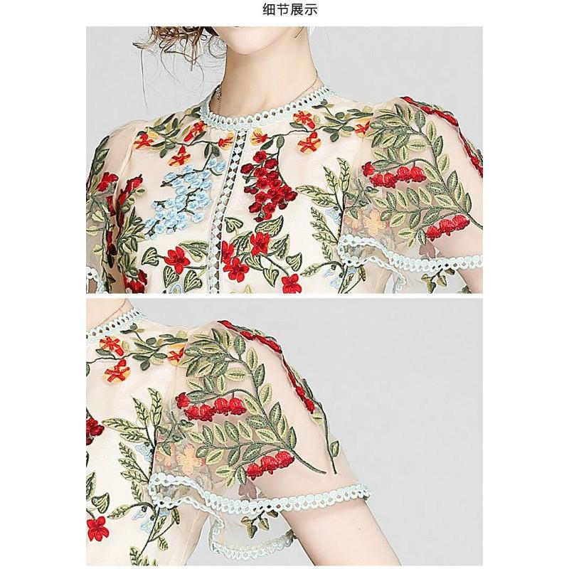 HÀNG NHẬP - ĐẦM REN THÊU HOA CAO CẤP