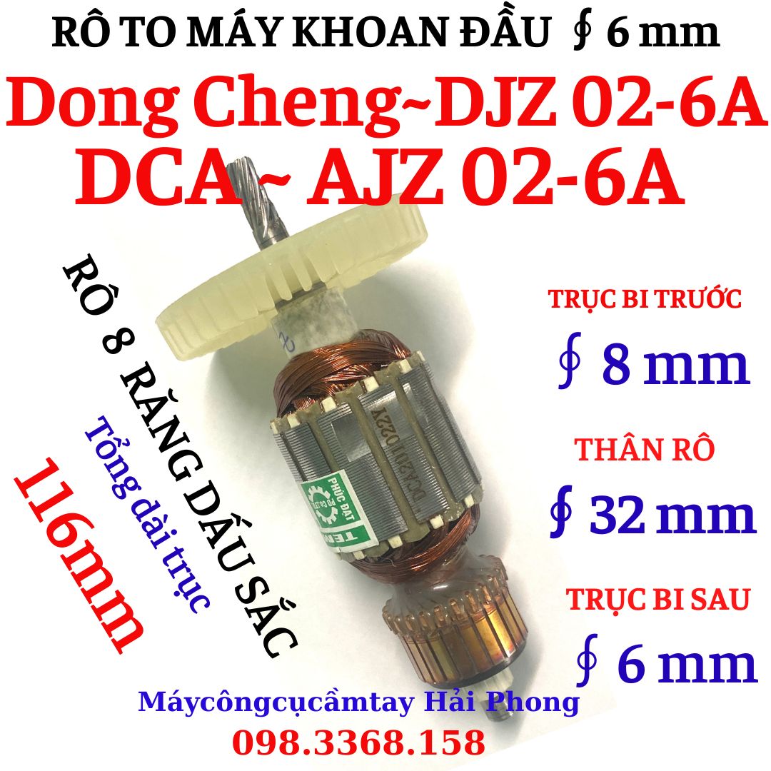 Rô to máy Khoan DCA đầu 6 Mod.AJZ02-6A hoặc đầu 10 Mod.AJZ10A . Khoan 'DongCheng Mod.DJZ02-6A hay đầu 10 Mod.DJZ10A