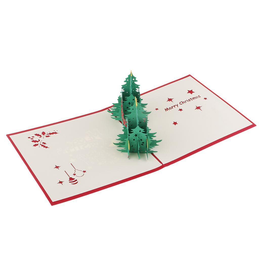 Christmas Tree Greeting Cards Paper 3D Handmade Holiday Happy Birthday Cards