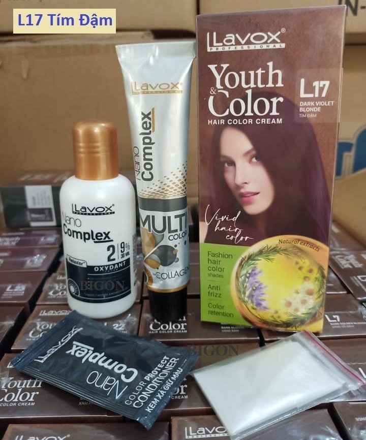 (Tím Đậm) Kem Nhuộm Tóc Màu Thời Trang Lavox Youth&amp;Color L17 - Dark Violet Blonde