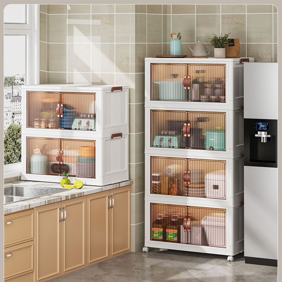 Tủ nhựa đa năng Gấp gọn Tiện Lợi, Tủ Để Đồ Bánh Xe Xoay 360 Độ - Hàng cao cấp
