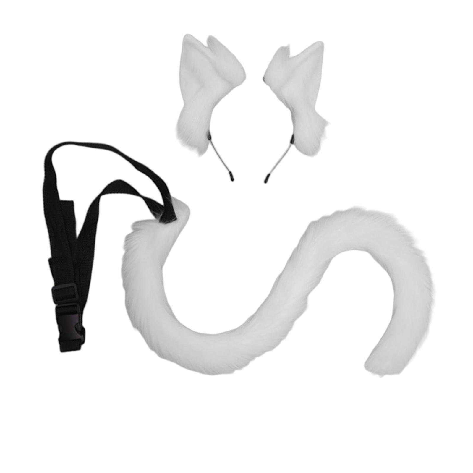 2 Pieces Plush  Hair Hoop  Long Tail  Headwear Lovely Lolita Headband for Anime