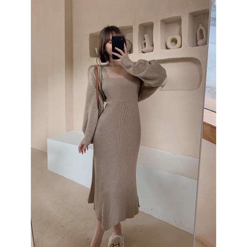 Váy yếm len 2 dây bản to QC