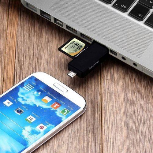 2Pcs Micro Usb Otg To Usb 2.0 Adapter Sd Card Reader