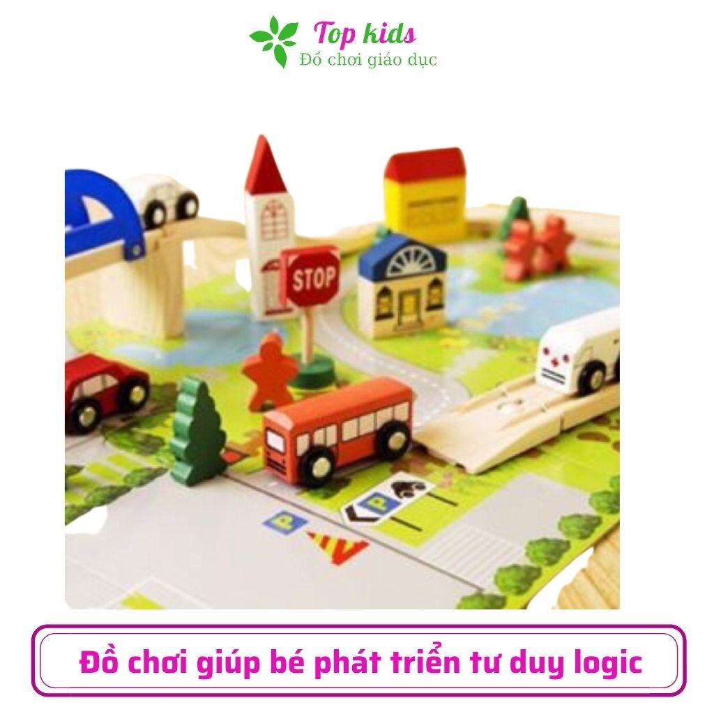 Đồ chơi lắp ráp mô hình giao thông đô thị thành phố bằng gỗ thông minh cho bé trai bé gái 1 2 3 4 5 6 tuổi