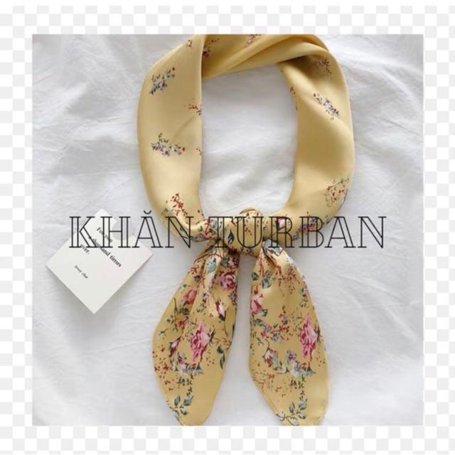 Khăn lụa vuông turban thanh lịch size 70x70cm in hoa nhỏ