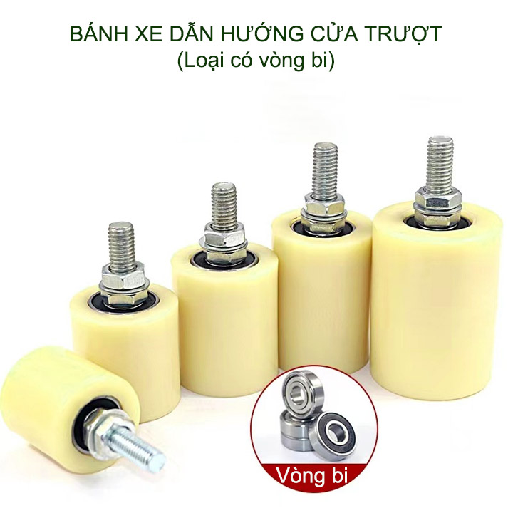 01 Bánh xe dẫn hướng cửa cổng trượt, loại có vòng bi, nhiều kích cỡ cho khách lựa chọn