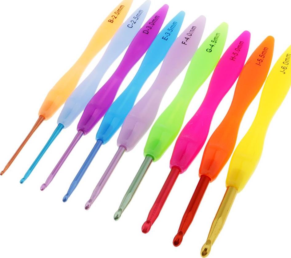 9 PCS Đa Coloured Nhôm Móc Sợi Kim Đan 9 Kích Thước