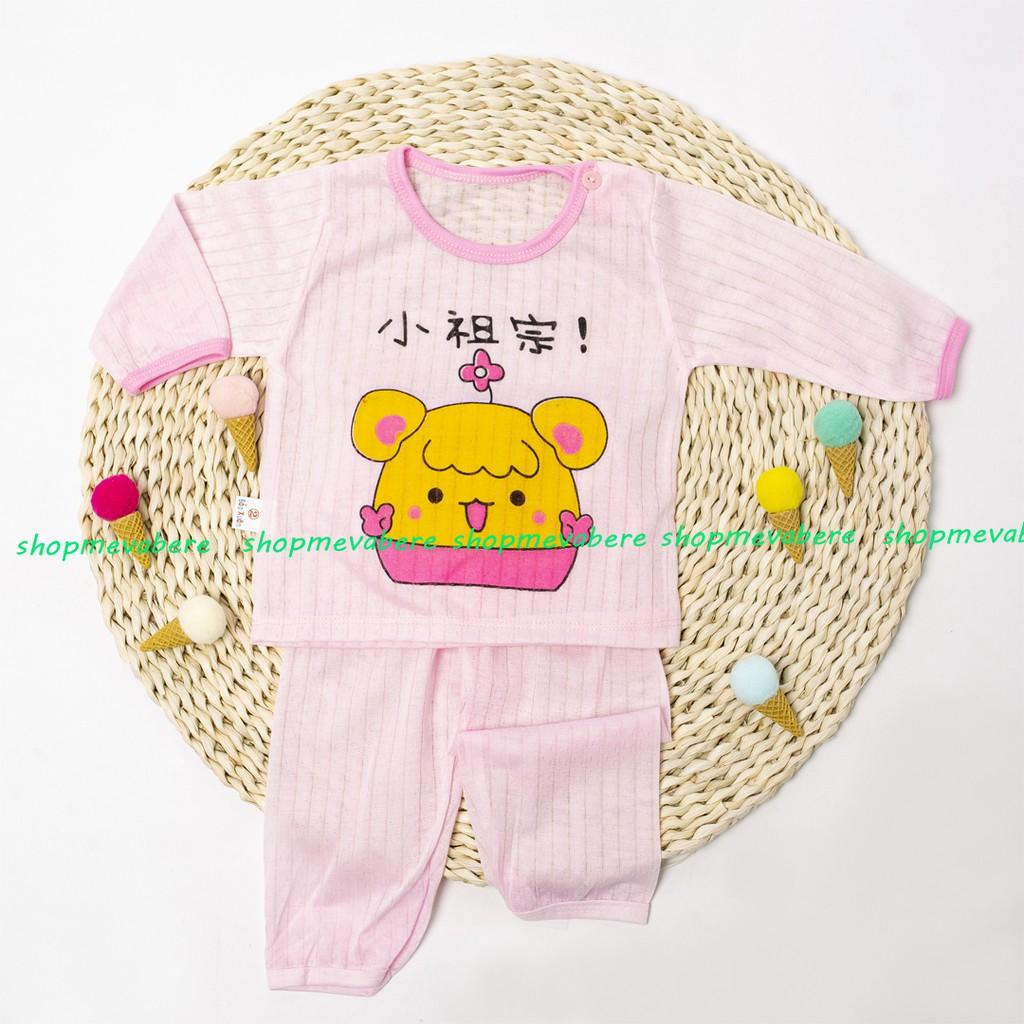 Bộ dài tay cotton tre nhiều màu cho bé trai, bé gái sơ sinh 3-13kg, cài cúc vai hàng đẹp -
