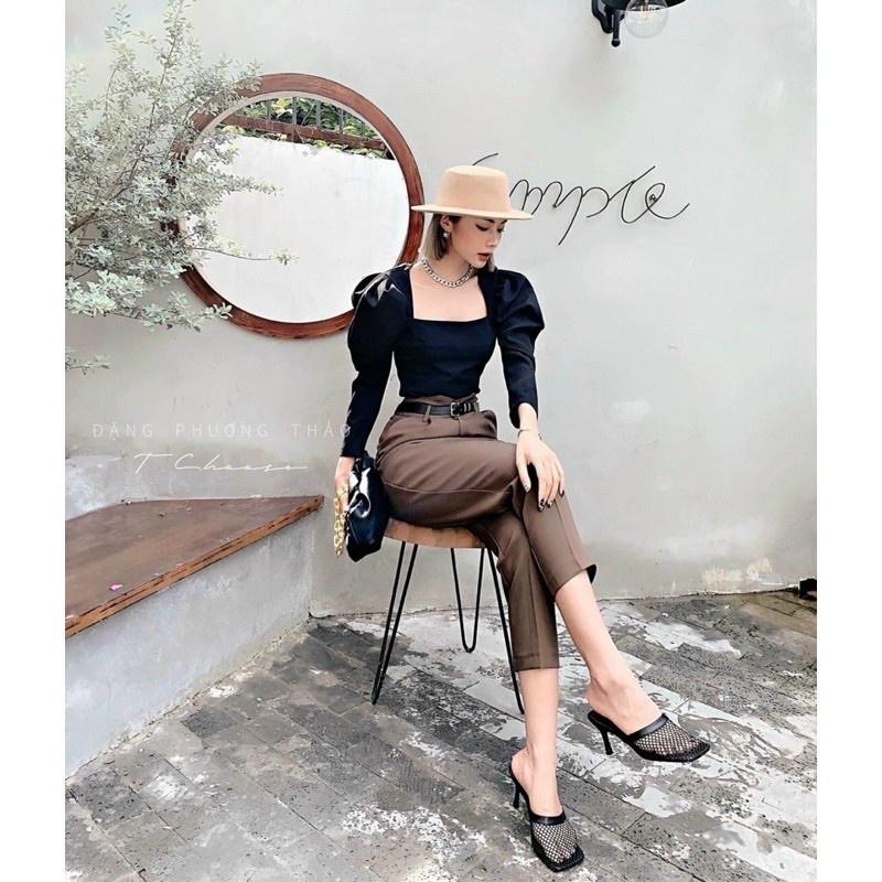 Quần baggy nữ cạp vát kèm đai 8329