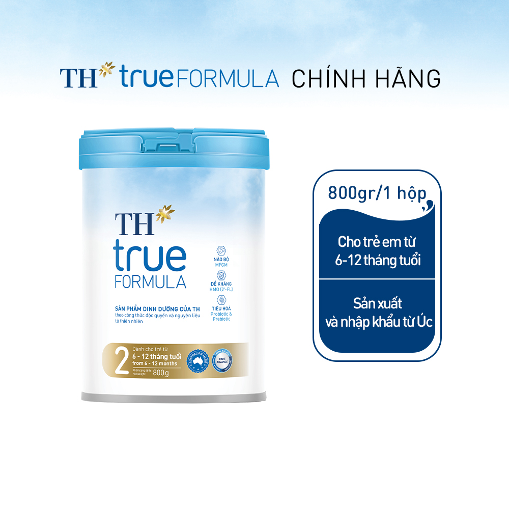 Hộp sản phẩm dinh dưỡng công thức cho trẻ từ 6 đến 12 tháng tuổi TH true FORMULA 2 800 g