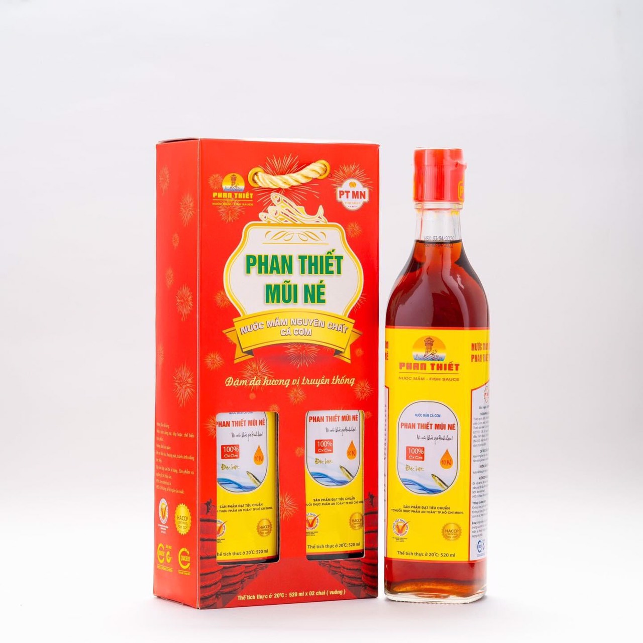 Nước mắm Phan Thiết Mũi Né 10N 520ml Nhãn Vàng - Hàng chính hãng