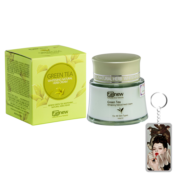 Kem dưỡng trà xanh tái tạo trắng da Benew Green Tea hàn Quốc 50ml + Móc khoá