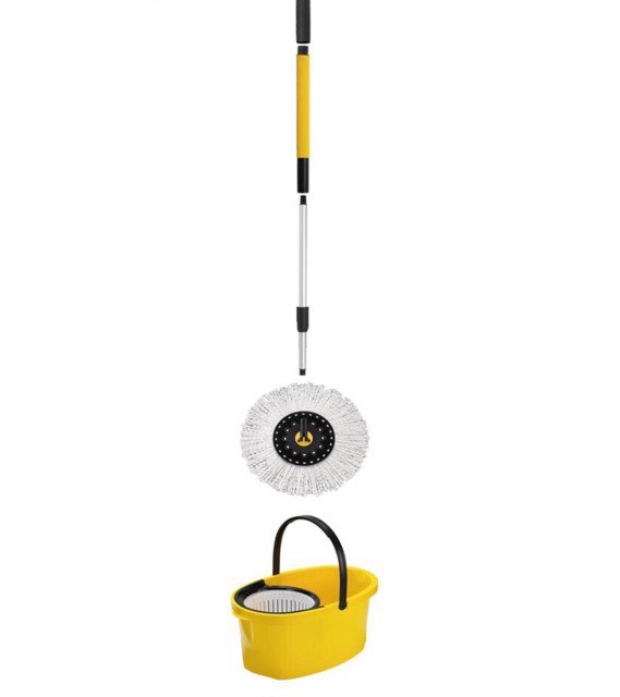 Bộ Lau Nhà 360 độ Omega Mop Plus công nghiệp (xô lớn + xe đẩy + xoay tay)