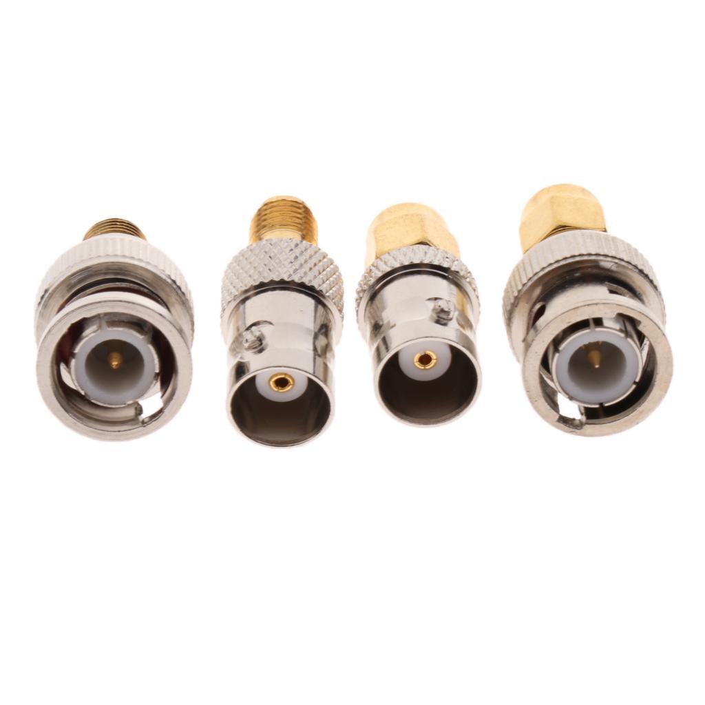 Nickel/Gold-plated RF Coaxial Connector SMA to BNC Adapter Kits 4 Pieces