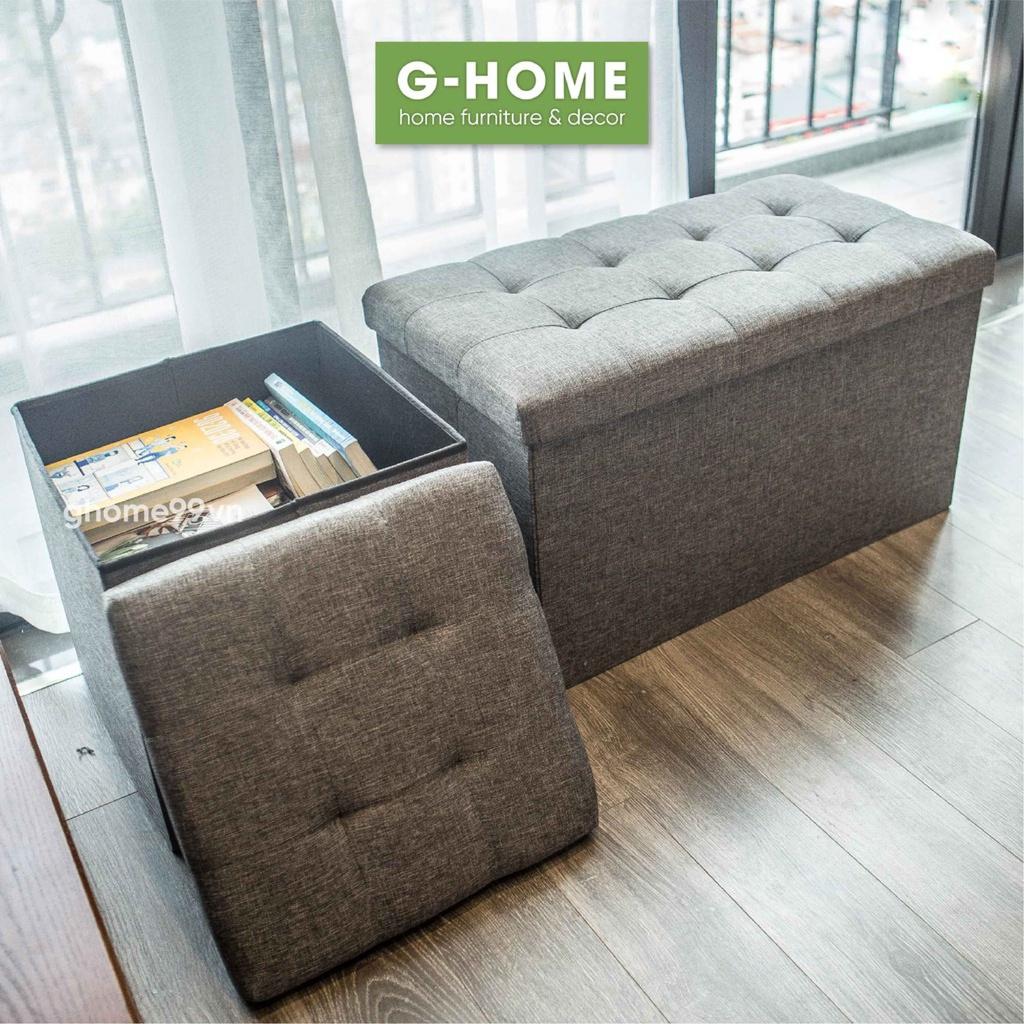 Ghế đựng đồ đa năng hộp đựng quần áo, ghế hộp sofa, thùng đựng đồ kiêm ghế ngồi khung gỗ bọc vải TV04