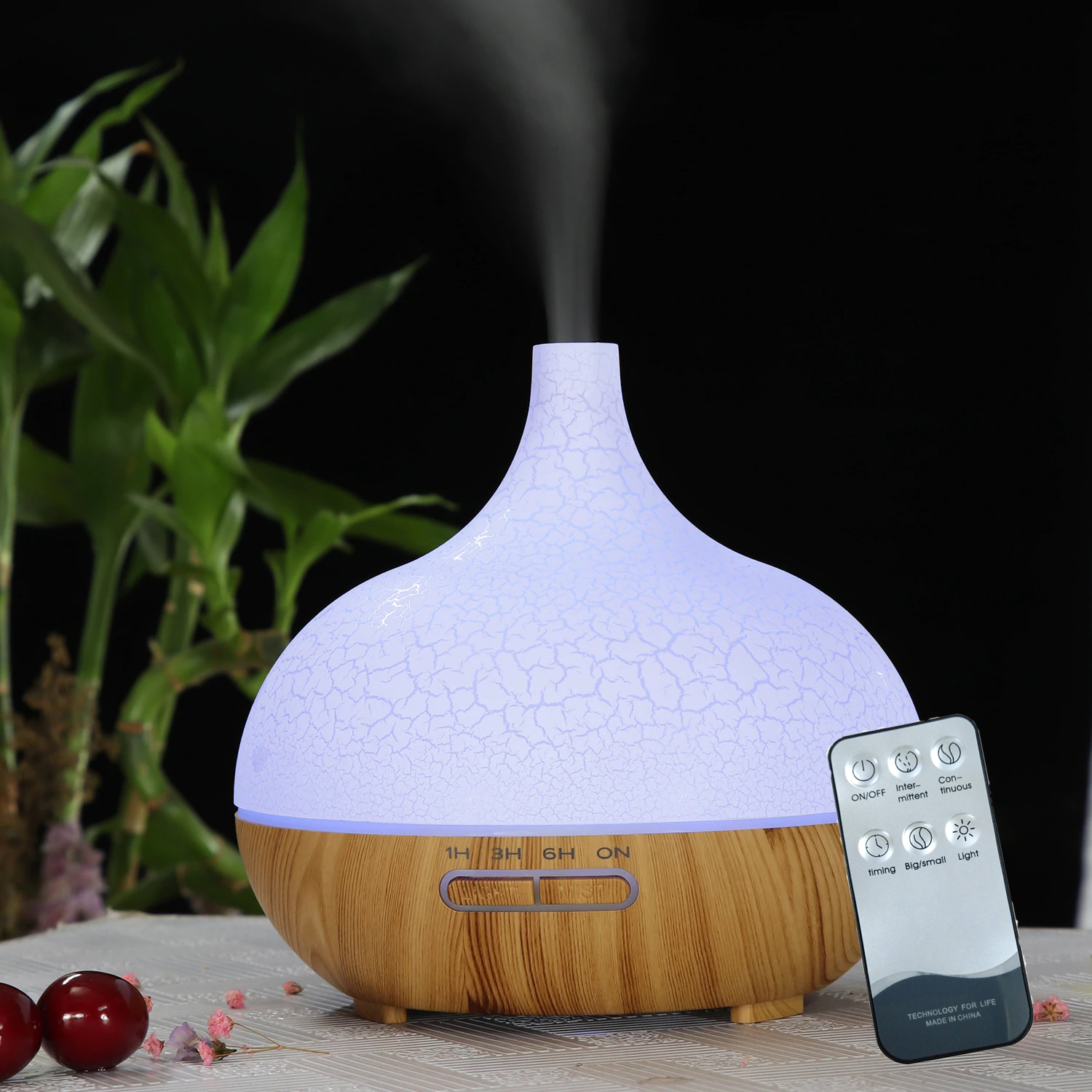 Combo Máy Xông Tinh Dầu Cách Điệu Có Điều Khiển Từ Xa + Tinh Dầu Nguyên Chất TIDAMO - Máy Khuếch Tán Tinh Dầu Giúp Thơm Phòng Thư Giãn, Đuổi Muỗi và Bảo Vệ Sức Khỏe