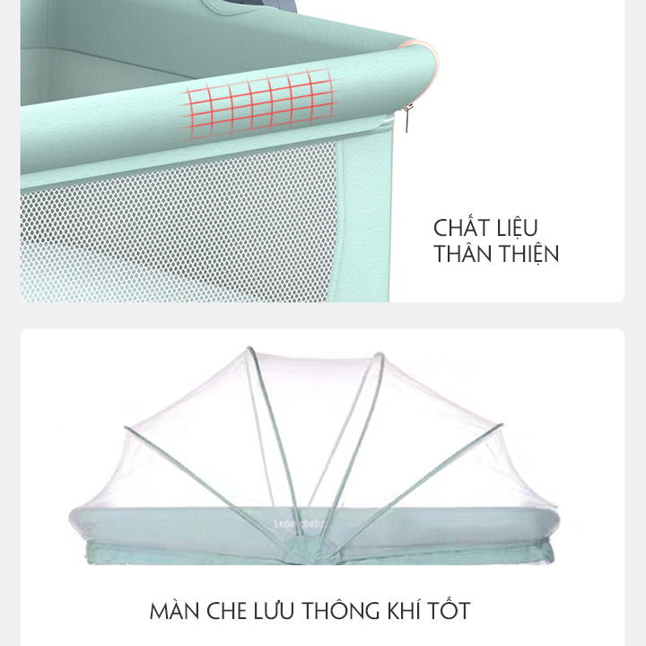 Nôi cho bé sơ sinh KAWAII HOME, Nôi trẻ em gấp gọn di chuyển tiện lợi - Bảo hành 12 tháng (TẶNG: Màn, Đệm)