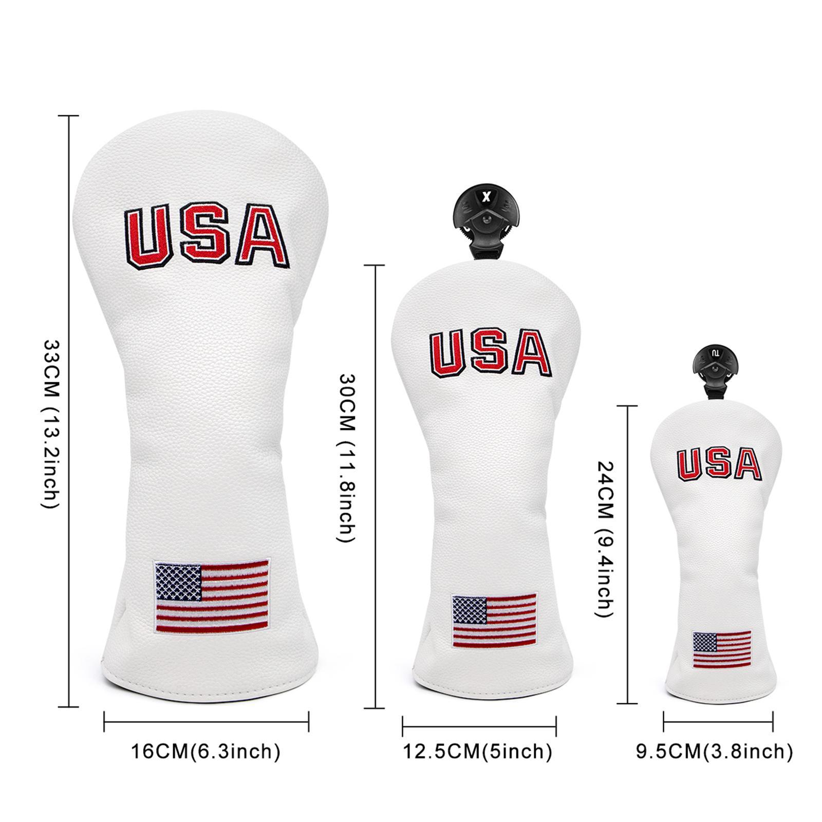 3pcs Golf Head Cover with Number Tags Headcover Guard for Driver Fairway Wood