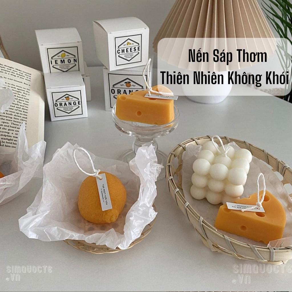 Nến Sáp Thơm Thiên Nhiên Không Khói Trang Trí Phòng ấm áp Hình Khối Rubik/Lemon /Orange /Cheese