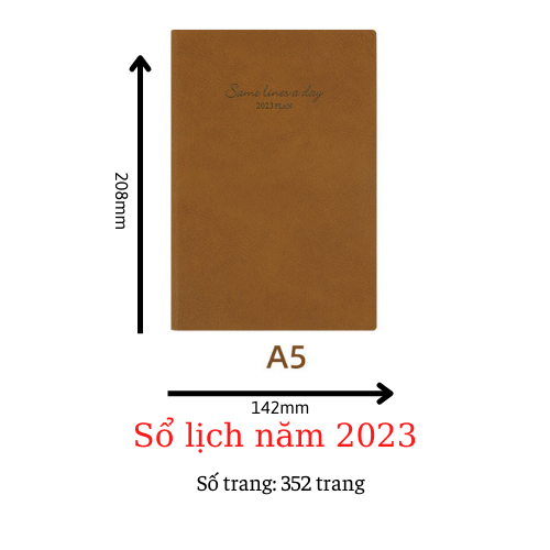 Sổ lịch năm 2023 A5 bìa da ghi chép tiện lợi A2566