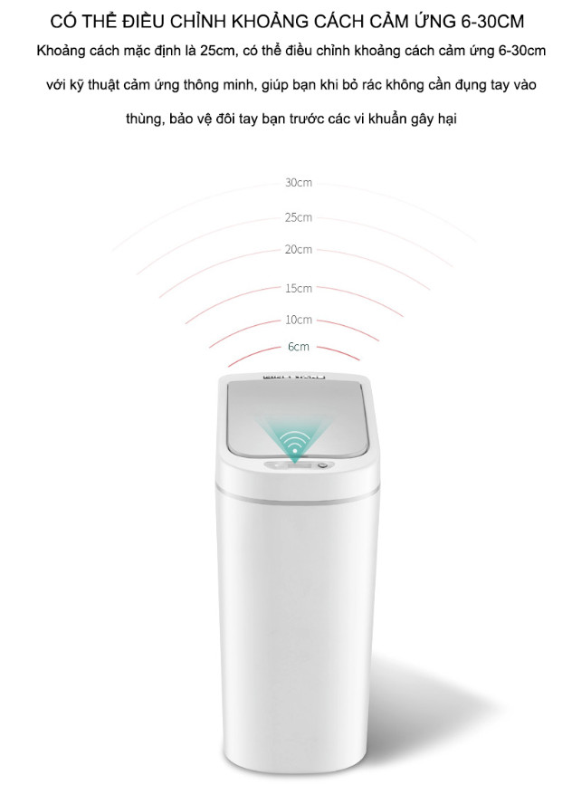 Thùng rác cảm ứng tự động đóng mở cao cấp D1-ST304 dung tích 7 Lít