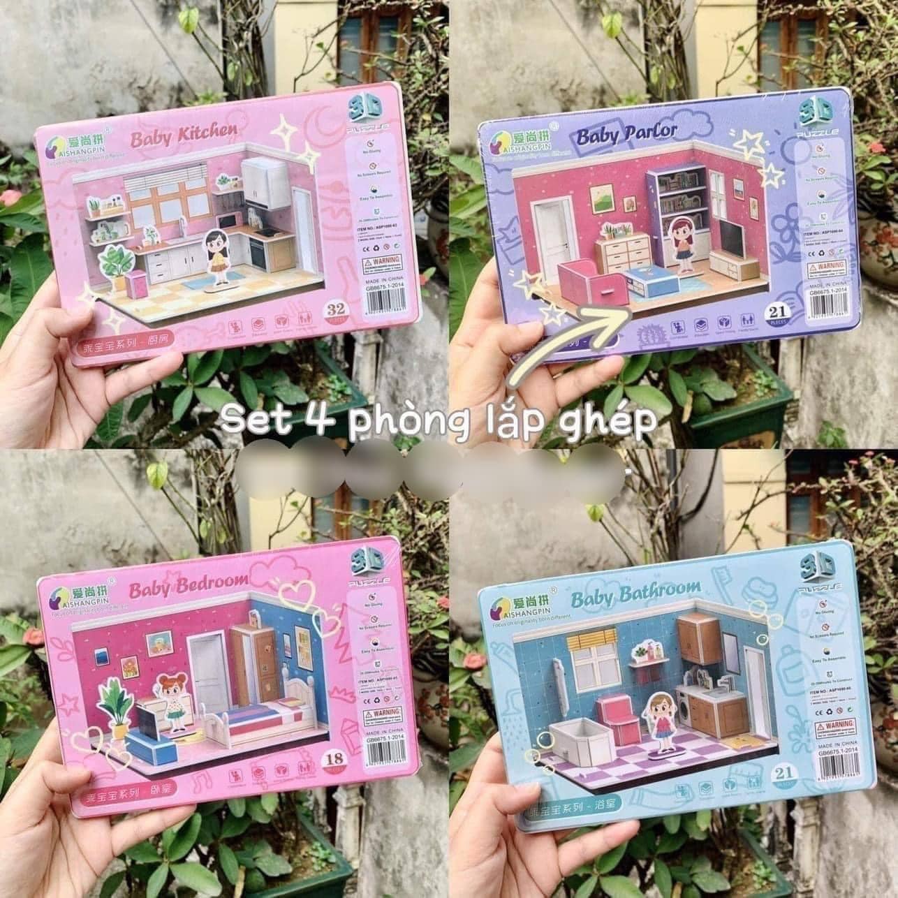 Combo 4 Mẫu Ngôi Nhà Búp Bê, Đồ Chơi Lắp Ráp Ngôi Nhà Cho Bé Bằng Xốp 4D, Đồ Chơi Trẻ Em HT SYS
