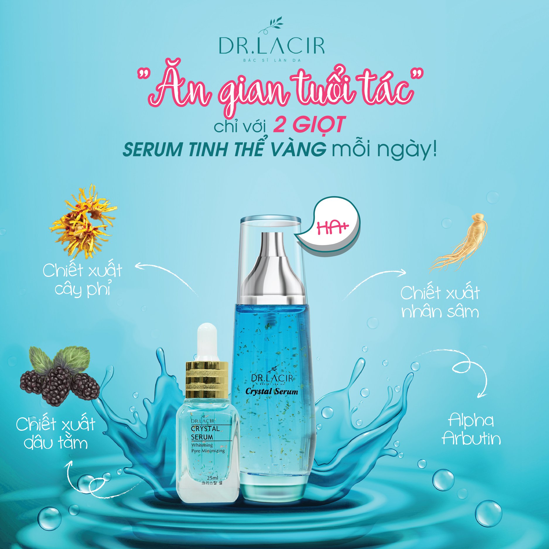 Serum Dr Lacir - Serum Tinh Thể Vàng Dr lacir Crystal Serum Dưỡng ẩm, Cung cấp dưỡng chất cho da (Chính Hãng Dr Lacir)