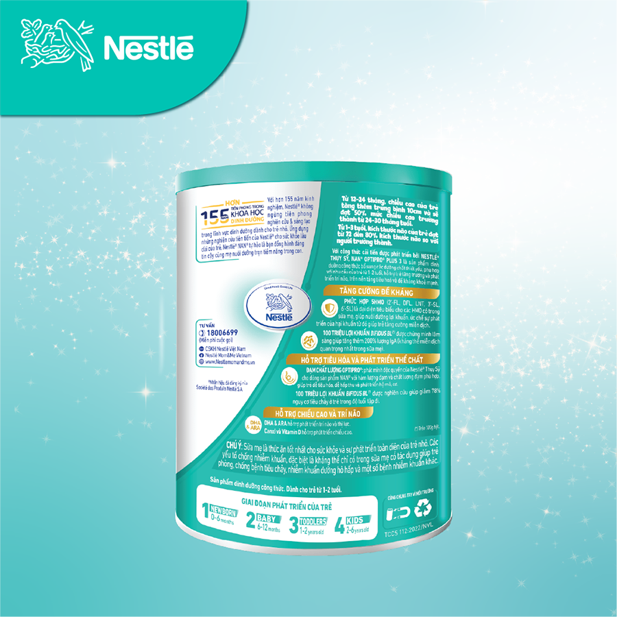 Sữa bột Nestlé NAN OPTIPRO PLUS 3 850g/lon với 5HMO (1-2 tuổi)