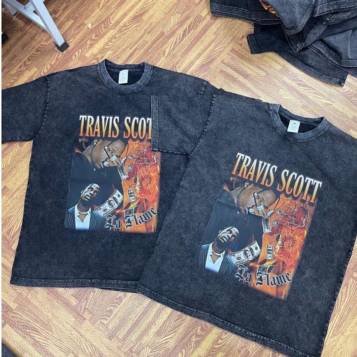 Áo thun nam nữ TRAVISSCOTT loang đen tay lỡ chất liệu cotton 100% cao cấp dáng unisex