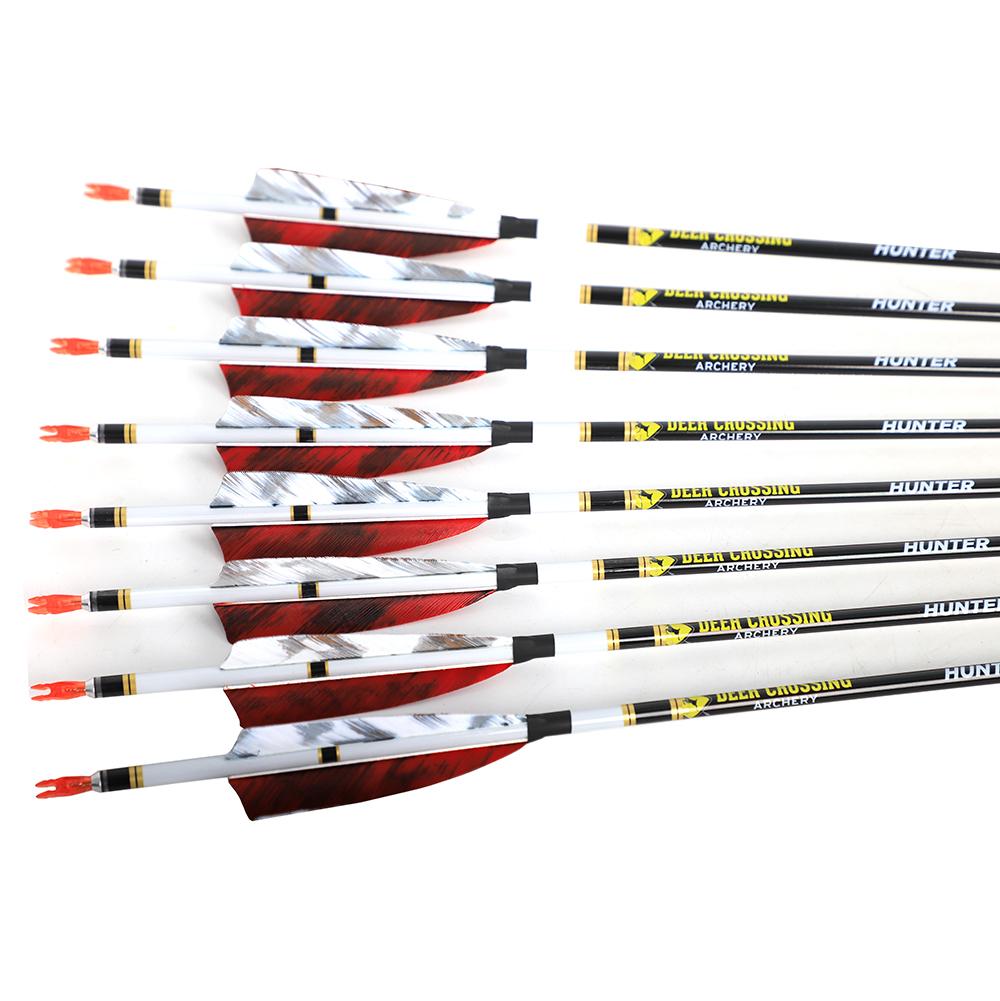 6/12 Mới ID 6.2 Carbon Mũi Tên Cột Sống 300 340 400 500 600 700 800 Thổ Nhĩ Kỳ Lông Vũ Bắn Cung Cung Săn Bắn Color: 12pc Sp400 Red