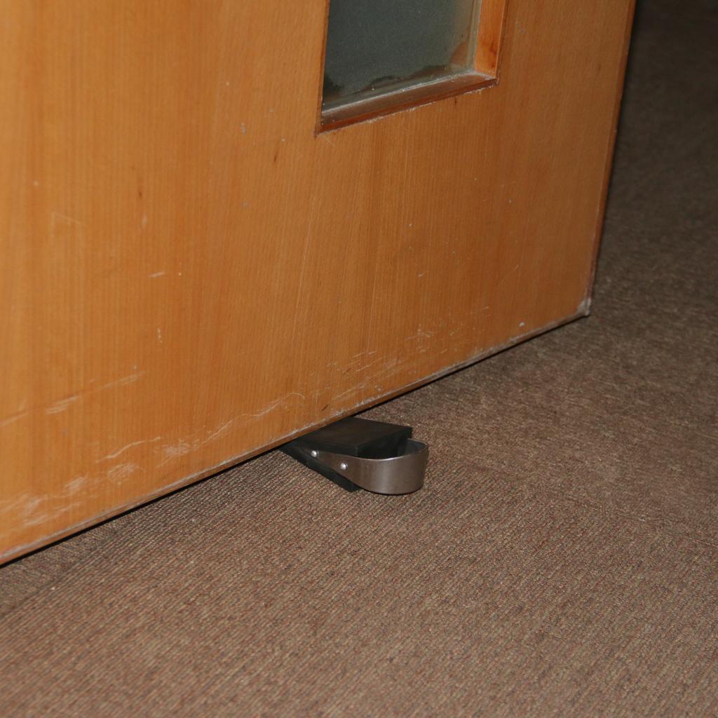 Rubber Stainless Steel Door Stopper Stop Door Block Wedge Black