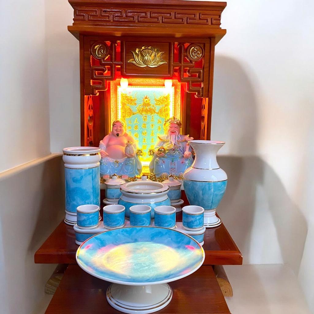 Set ban thờ thần tài tài lộc xanh ngọc RỒNG VIỆT, Bộ thần tài đầy đủ cho gia chủ mệnh mộc, thuỷ