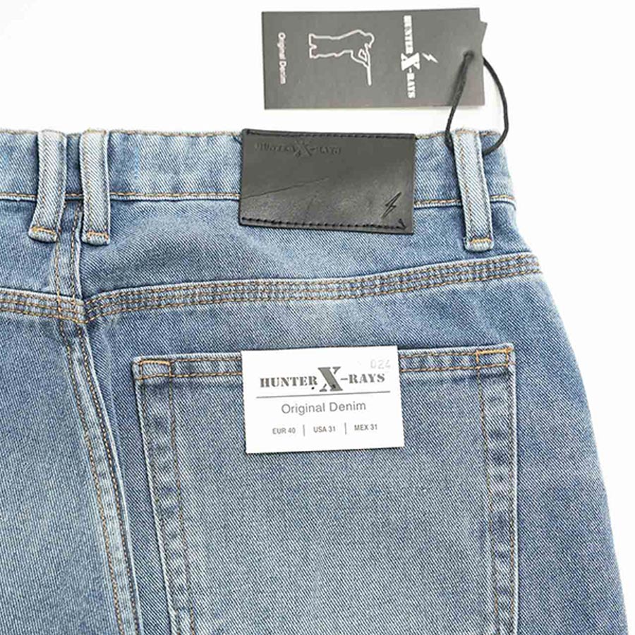 Quần Jeans Nam Cao Cấp HUNTER X-RAYS  Form Straight Cotton Màu Xanh Đậm - Hunter X-Rays D24