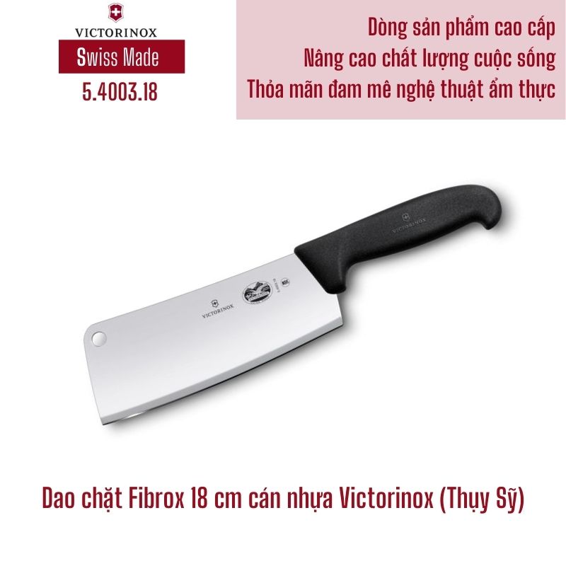 Dao Chặt VICTORINOX Lưỡi Dài 18cm Thép Không Gỉ Cao Cấp Tay Cầm Nhựa TPE Cao Cấp - Sản Xuất Tại Thụy Sỹ