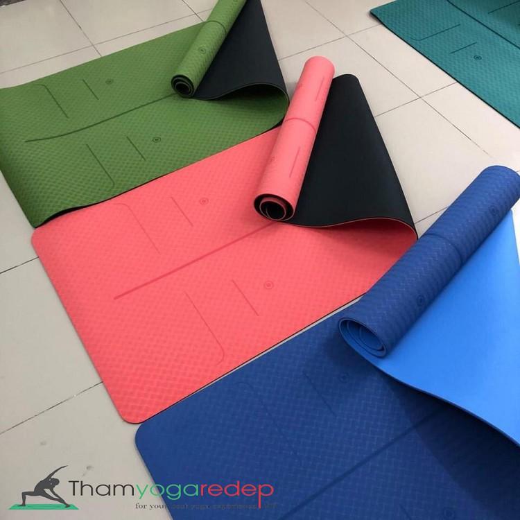 Thảm tập Yoga chống trượt định tuyến 6mm  cao su 2 lớp cao cấp thấm mồ hôi ( TẶNG KÈM TÚI ĐỰNG