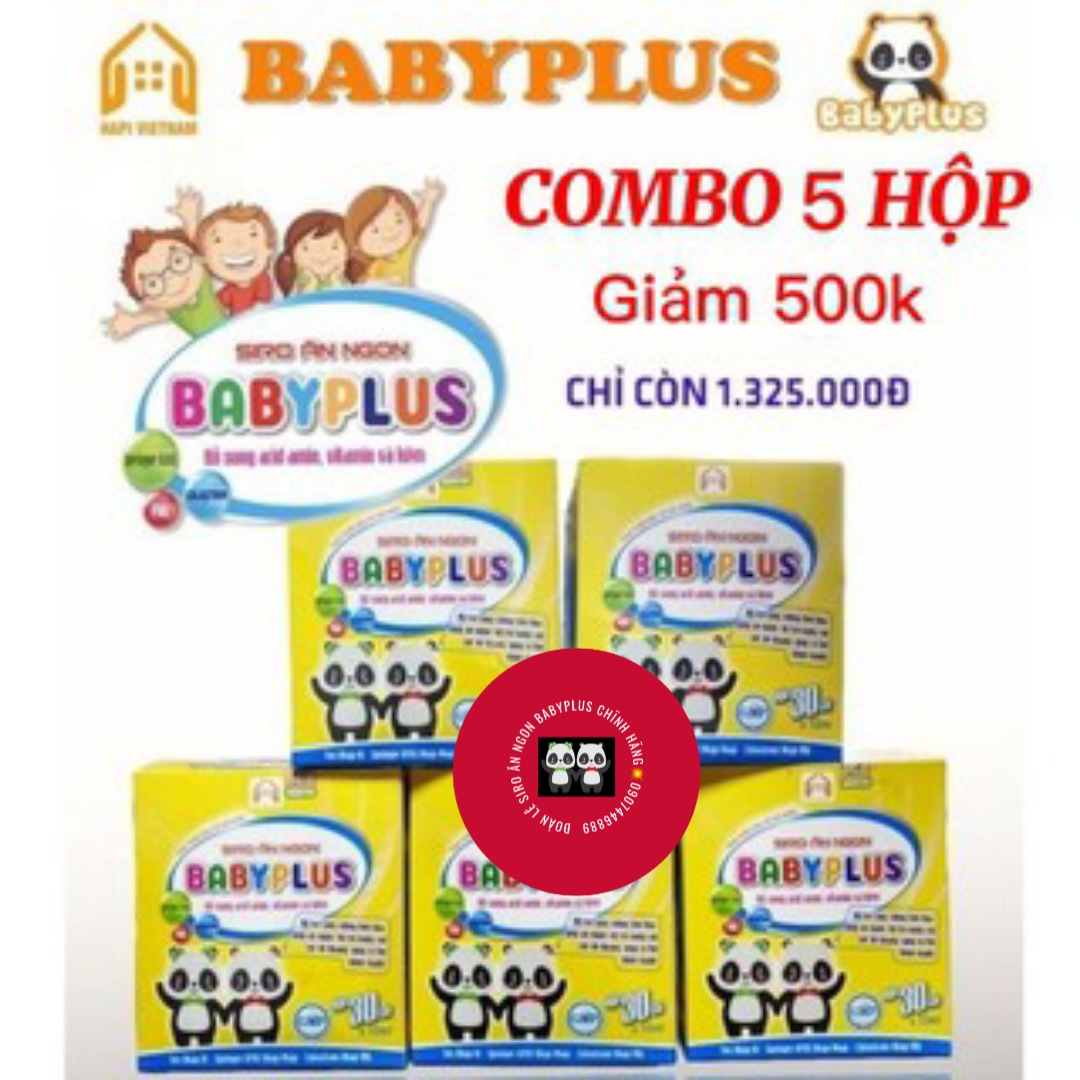 (COMBO 5 HỘP) SIRO ĂN NGỦ NGON BABYPLUS-GIÚP BÉ ĂN NGON NGỦ NGON CẢI THIỆN CÂN NẶNG-CẢI THIỆN TÁO BÓN-CẢI THIỆN GIẤC NGỦ