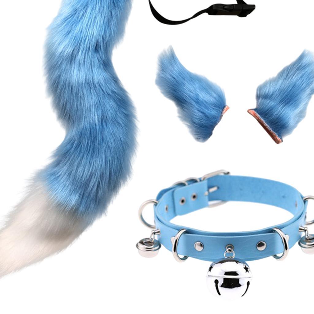 Long   Leather Choker Set  Kitty Cosplay Costume Kits - White