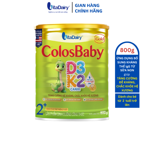 Sữa non Colosbaby Gold D3K2 2+ 800g, sữa bột giúp bé tăng cường đề kháng, chắc khỏe hệ xương - VitaDairy