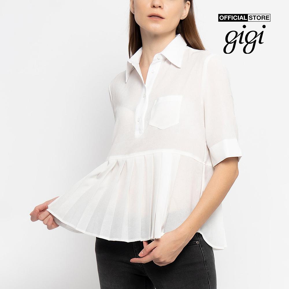 GIGI - Áo kiểu nữ tay ngắn cổ bẻ Pleat Peplum Polo G1108B212237