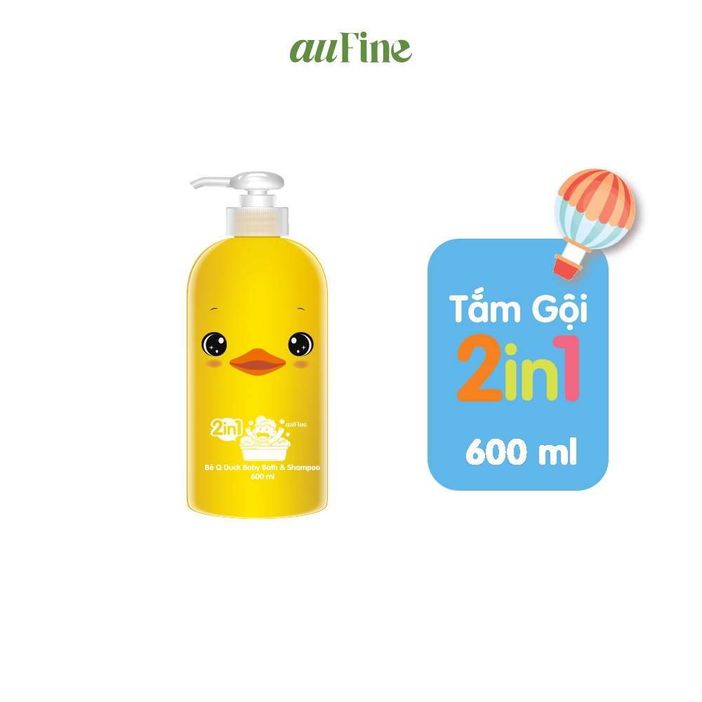 AuFine Bé Q Duck Tắm Gội 2 in 1 Trẻ Em 600ml