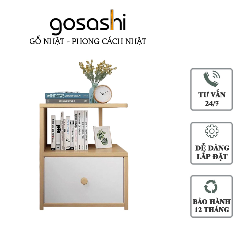 Kệ đầu giường gỗ MDF Gosashi Tap1Ngan - loại 1 ngăn kéo, bo viền góc mềm mại, dễ dàng lắp đặt, thiết kế hiện đại